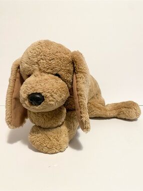 Gund Plush Puddles Tan Puppy Dog Red Collar Floppy Large 14” Stuffed Animal Toy